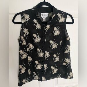 Talbots Collection Women’s Sleeveless Pure Silk Floral Button Up Blouse Size 6